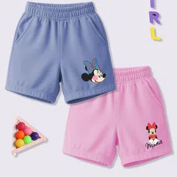 YK Disney Girls Pack Of 2 Mickey & Friends Printed Cotton Shorts-picture-19