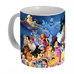 Mr UVD White & Blue Cartoon Characters Printed Ceramic Matte Mug 350 ml-picture-21