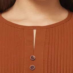 G0-4 IT Women Self Design Solid Round Neck Regular Top image 5