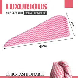 Kuber Industries Pink & White 2 Pieces Striped Microfiber 380 GSM Bath Towels image 2