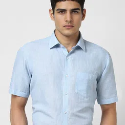 Van Heusen Men Slim Fit Spread Collar Vertical Striped Linen Formal Shirt-image-79