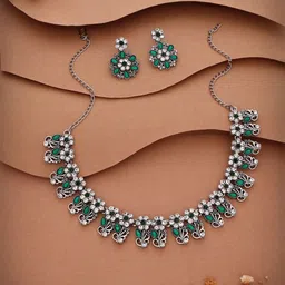 DIVASTRI Set Of 2 Gold-Plated American Diamond-Studded Jewellery Set image 3
