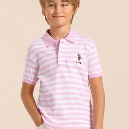 U.S. Polo Assn. Kids Boys Striped Polo Collar Cotton T-shirt-picture-32