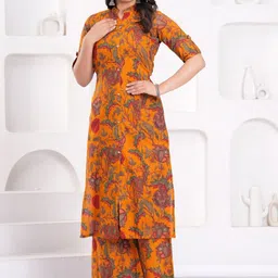 Maquien Women Floral Printed Regular Kurta with Palazzos image 3