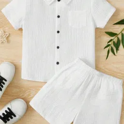 KAVYA FASHION Kids Solid Cotton Shirt with Shorts-picture-23