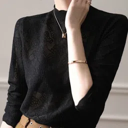 StyleCast Self Design Mock Collar Pullover Sweaters image 4