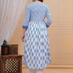 Fabcurio Ethnic Motifs Printed Empire Pure Cotton Kurta With Trousers & Dupatta image 2