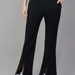 98 Degree North Women Flared Mid-Rise Trousers-image-70