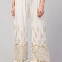 FAMBEE Women Printed Flared Knitted Palazzos-image-34