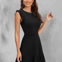 TASHVIKA'S Flutter Sleeve Ruffled Fit & Flare Dress image 4