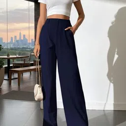 COVZ Women Smart Loose Fit High-Rise Easy Wash Trousers image 2