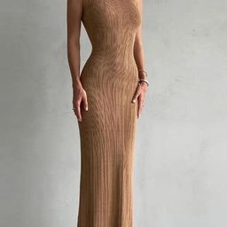 miss mosa by akanksha Alamode By Akanksha Brown Hastor Luxe Soft Knit Dress-picture-1