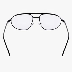 PELLE LUXUR Unisex Clear Lens & Black Aviator Sunglasses with image 3
