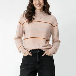 Mast & Harbour Self Striped High Neck Pullover-picture-11