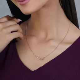 Bishty Fashion Stainless Steel Rhodium-Plated Artificial Stones Studded Pendant With Chain image 3
