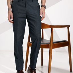 INVICTUS Men Checked Slim Fit Formal Trousers-picture-2