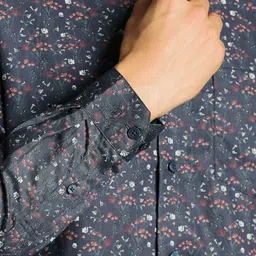 Louis Philippe Floral Printed Spread Collar Full Sleeves Formal Shirt image 5