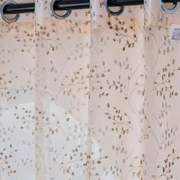 Parda Online Gold-Toned Set of 4 Floral Sheer Window Curtain image 3