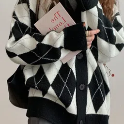 LULU & SKY Women Checked V-Neck Cardigan-picture-21