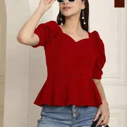 Tromko Women Pack Of 2 Sweetheart Neck Puff Sleeve Top-picture-36