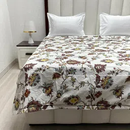 Pure Decor Comfy White Floral Printed 233 GSM Microfiber AC Room Double King Bed Comforter image 4