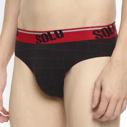 SOLO Men Checked Pure Cotton Briefs Checks-OE-Black-75-picture-30