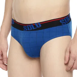 SOLO Men Cotton Checked Basic Briefs Checks-OE-Royal Blue-75-picture-40