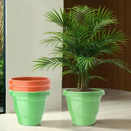 Kuber Industries Pack Of 4 Green & Orange Colored Planters image 1
