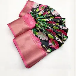 J 6 DESIGNER Bagicha Floral Printed Saree with Blouse Piece image 5