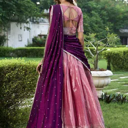 LOOKNBOOK ART Zari Work Ready to Wear Lehenga & Unstitched Blouse With Dupatta image 5