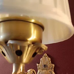 S&A Home Decor Beige & Gold-Toned Textured Metal Frustum Shaped Wall Lamp image 5