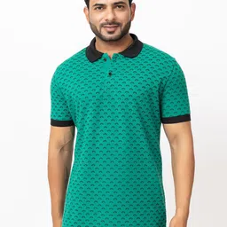 PYRO SPIRIT Men Geometric Printed Polo Collar Cotton T-shirt-picture-29