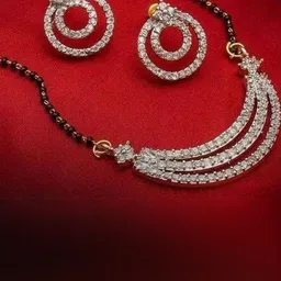 Rugved Enterprise Artificial Stones Studded & Beaded Mangalsutra With Earrings-picture-29