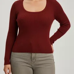 DELAN Women Ribbed Woollen Pullover image 5