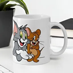 Mr UVD Brown White & Grey Cartoon Characters Printed Ceramic Matte Mug 350 ml image 4