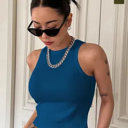 TOOCHKI Women Pack of 2 Ribbed Round Neck Tank Crop Top-image-36