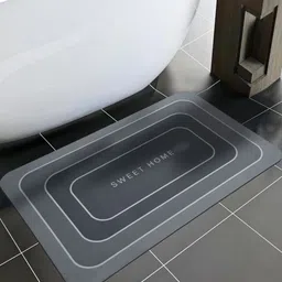 Aura Grey & White Printed Silicone 300 GSM High Water Absorbent Anti-Skid Bath Rug-image-89