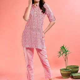 Anouk Pink Printed Pure Cotton Tunic With Trouser-picture-27