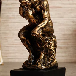 eCraftIndia Gold Antique Finish Thinking Man Sitting on Rock Handcrafted Decorative Showpiece-image-27