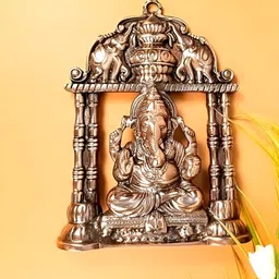 Home Centre Brown Textured Ganesh Statue Metal Wall Hangings-image-33