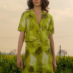 AFRIYA Printed Shawl Collar Blazer With Skirt Co-Ords-image-3