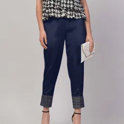 FLOREOS Women Textured Embroidered Comfort Easy Wash Trousers-picture-15