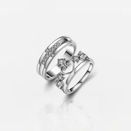 J.S ENTERPRISES Set Of 2 Unisex Stainless Steel Artificial Stones Studded Finger Rings-picture-28