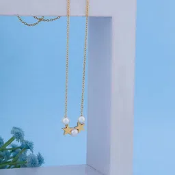 SZN Set Of 2 Gold-Plated Artificial Beaded Star Shaped Pendants With Chains image 5