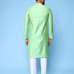 AURIK Men Solid Silk Kurta with Pyjamas image 5