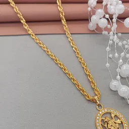 SHANKHRAJ MALL Gold-Plated Circular Pendant with Chain-picture-12