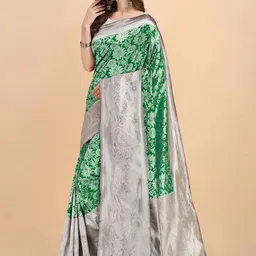 ZILVIRA Ethnic Motifs Banarasi Saree with Unstitched Woven Blouse image 5