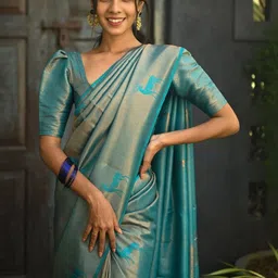 Moda Rapido Ethnic Motifs Zari Silk Blend Handloom Banarasi Saree image 5