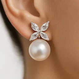 ISHTAARA Women White 925 Sterling Silver Earrings-picture-13