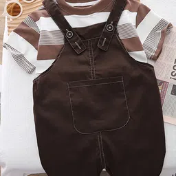 FOREVER FRIDAY Infant Boys Printed Round Neck Dungaree With T-Shirt-picture-25